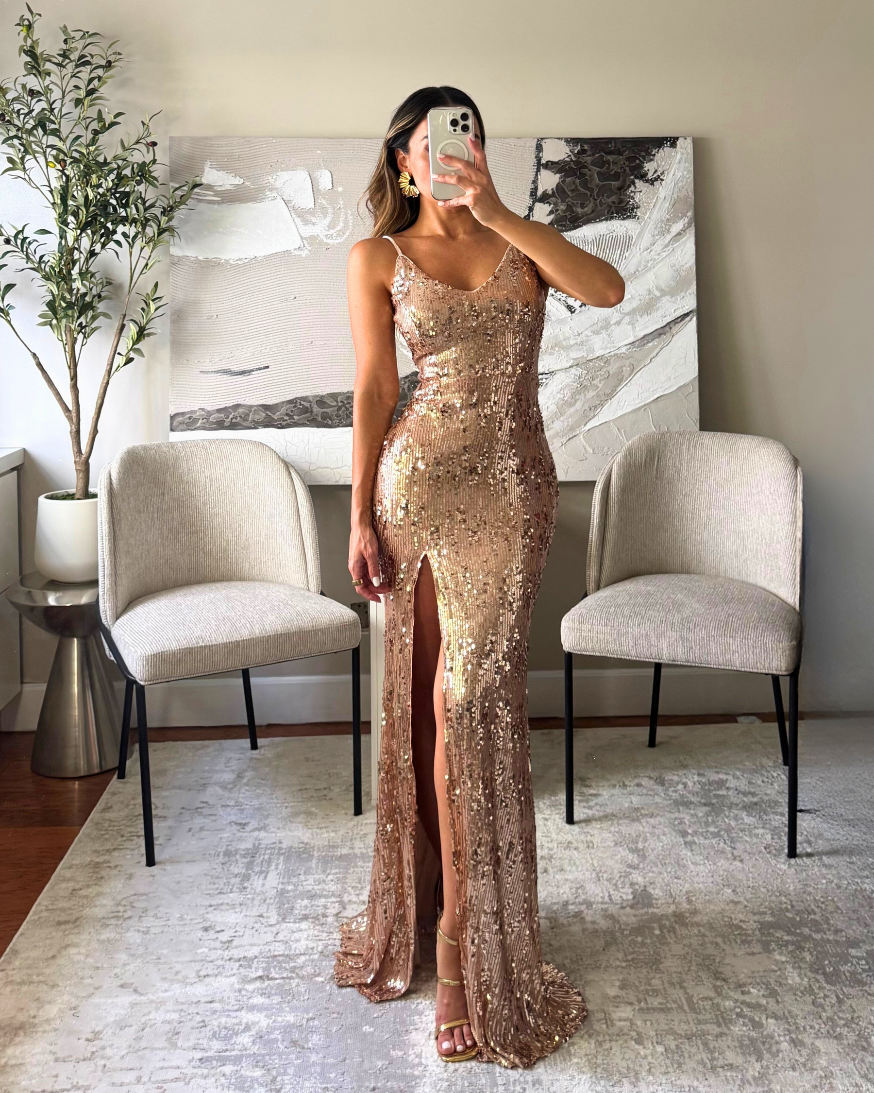 Rose Gold Dress Sequin Ladivine Sequin Corset Off The Shoulder Gown in Rose Gold Suite 201 Rose Gold Dress Sequin Ladivine Sequin Corset Off The Shoulder Gown in Rose Gold Suite 201